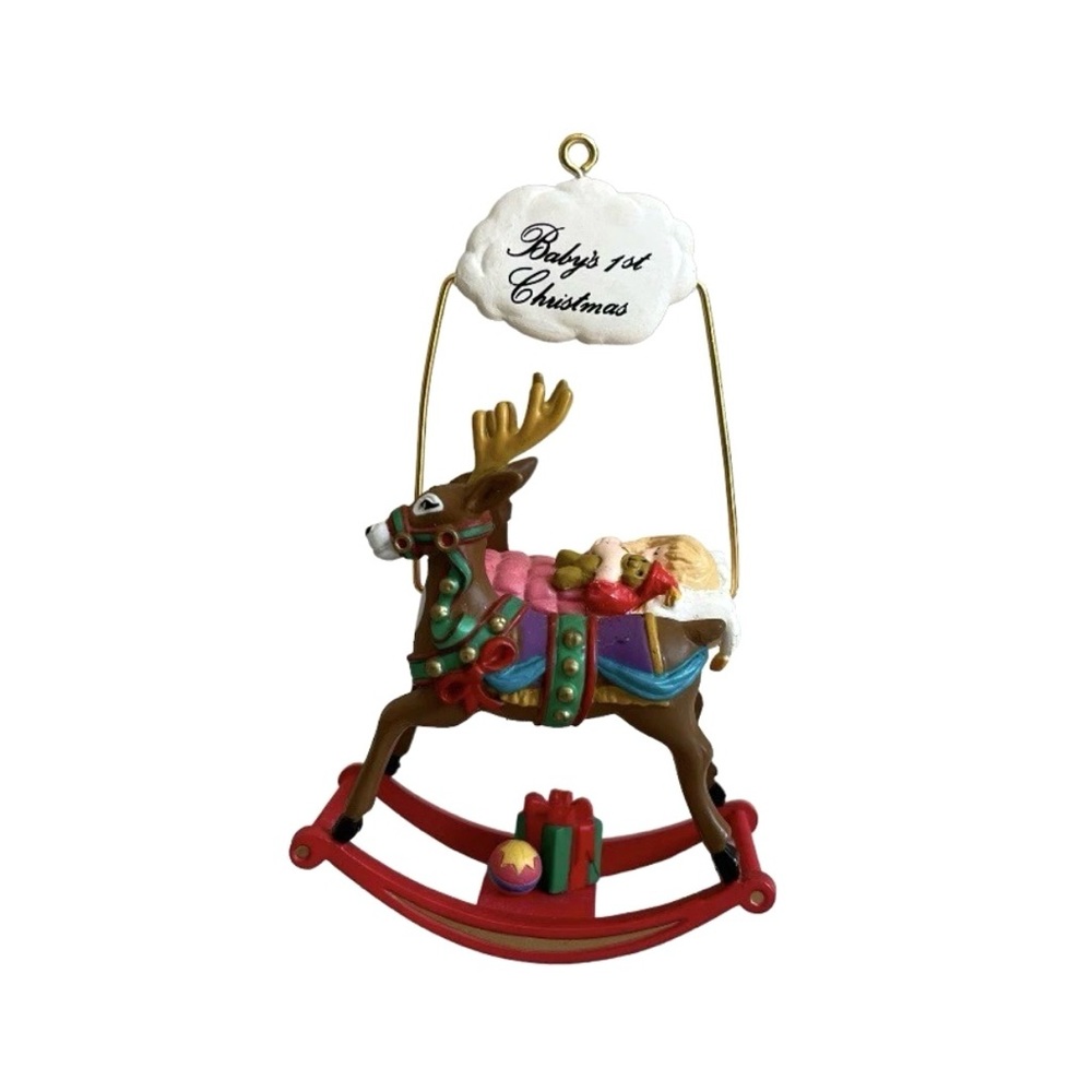 Santas Best Christmas Charmers Babys 1st Ornament Rock-A-Bye 1991 Rennoc Vintage